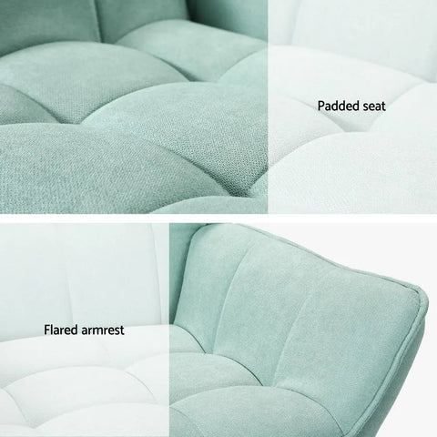 Artiss Armchair Lounge Chair Accent Chairs Sofa Linen Fabric Cushion Seat Blue - Chez Guru