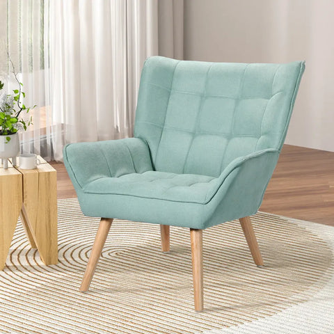 Artiss Armchair Lounge Chair Accent Chairs Sofa Linen Fabric Cushion Seat Blue - Chez Guru