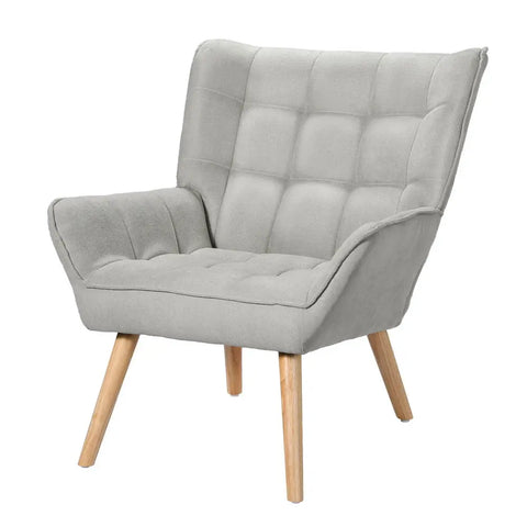 Artiss Armchair Lounge Chair Accent Chairs Sofa Linen Fabric Cushion Seat Grey - Chez Guru