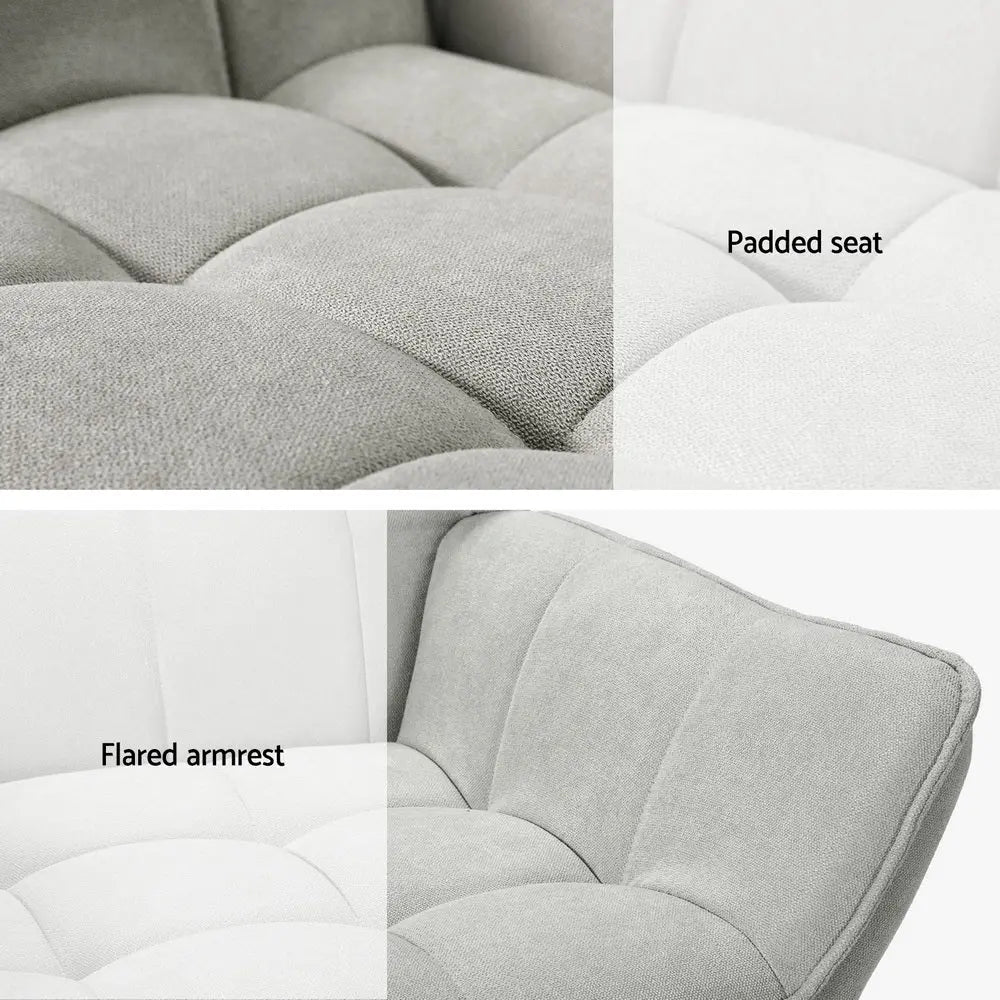 Artiss Armchair Lounge Chair Accent Chairs Sofa Linen Fabric Cushion Seat Grey - Chez Guru