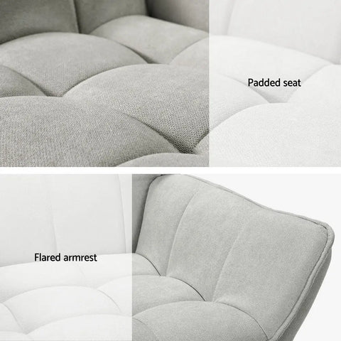 Artiss Armchair Lounge Chair Accent Chairs Sofa Linen Fabric Cushion Seat Grey - Chez Guru