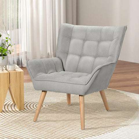 Artiss Armchair Lounge Chair Accent Chairs Sofa Linen Fabric Cushion Seat Grey - Chez Guru