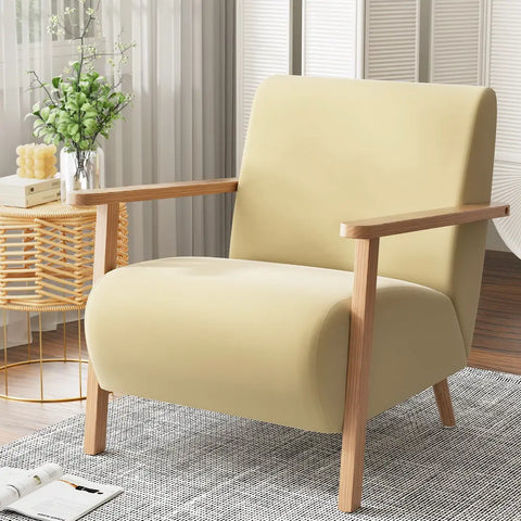 Artiss Armchair Velvet Yellow Olie - Chez Guru