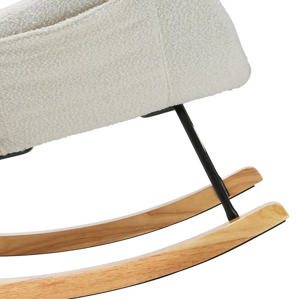 Artiss Rocking Chair Armchair Pillow Boucle White - Chez Guru