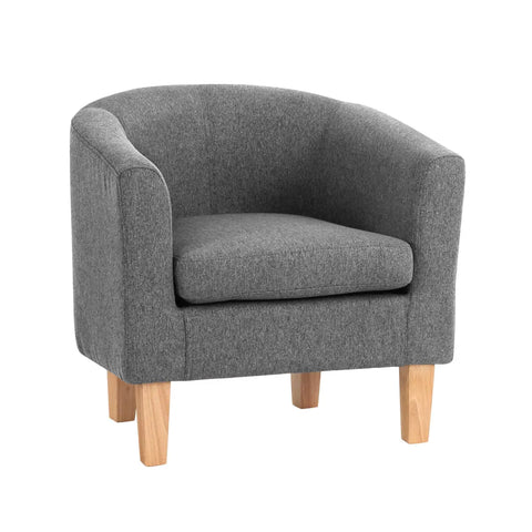 Artiss Abby Fabric Armchair - Grey - Chez Guru
