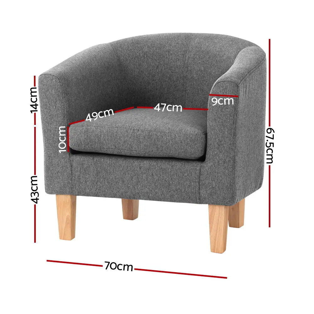 Artiss Abby Fabric Armchair - Grey - Chez Guru