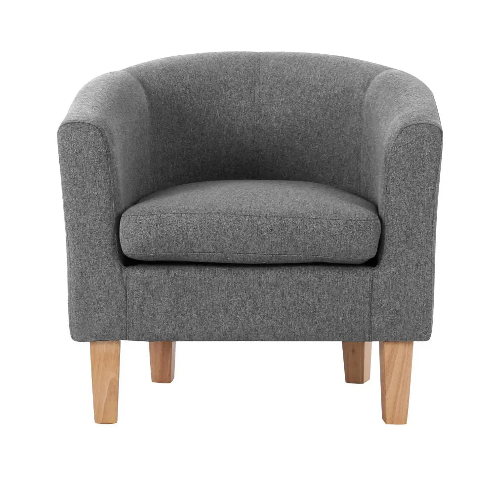 Artiss Abby Fabric Armchair - Grey - Chez Guru