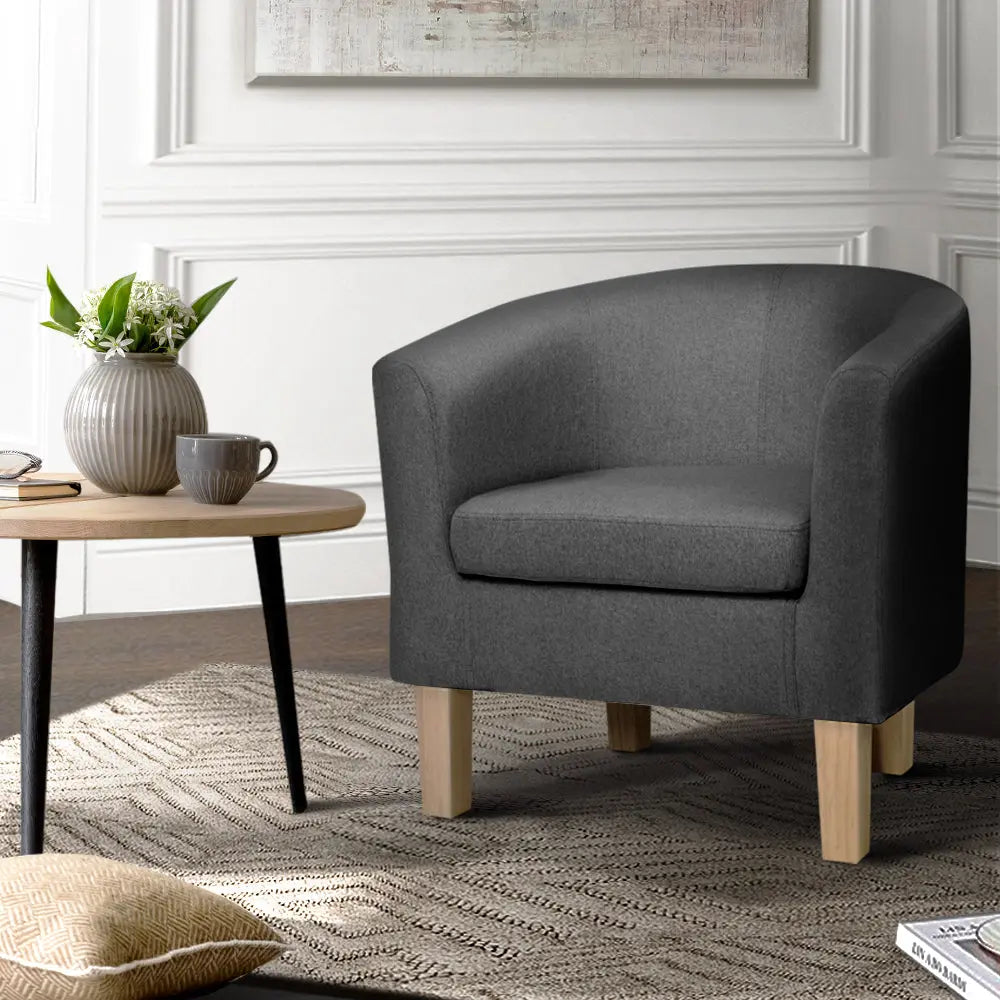 Artiss Abby Fabric Armchair - Grey - Chez Guru