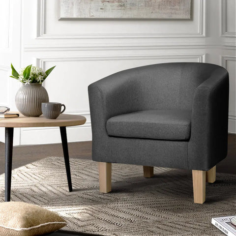 Artiss Abby Fabric Armchair - Grey - Chez Guru