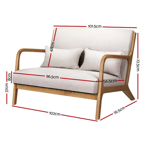 Artiss Armchair Lounge Chair Accent Armchairs Couch Sofa Loveseat Beige Wood - Chez Guru