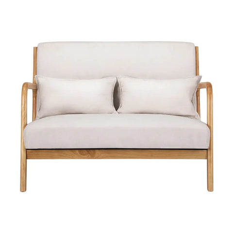 Artiss Armchair Lounge Chair Accent Armchairs Couch Sofa Loveseat Beige Wood - Chez Guru