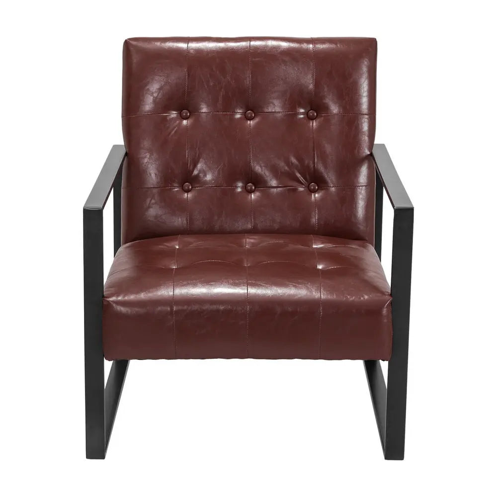 Artiss Armchair Lounge Chair Accent Chairs PU Leather Sofa Brown Metal Frame - Chez Guru