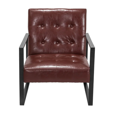 Artiss Armchair Lounge Chair Accent Chairs PU Leather Sofa Brown Metal Frame - Chez Guru