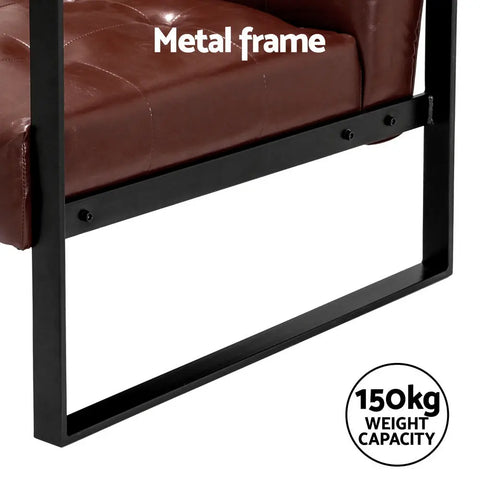 Artiss Armchair Lounge Chair Accent Chairs PU Leather Sofa Brown Metal Frame - Chez Guru