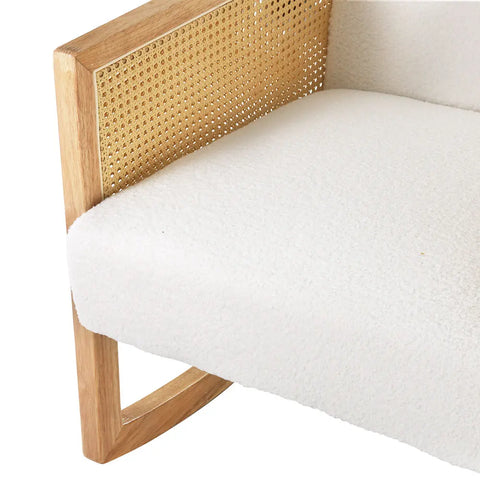 Artiss Armchair Rocking Chair Boucle Rattan White - Chez Guru