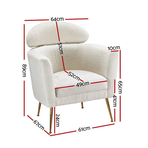 Artiss Armchair Boucle Fabric White Yoli - Chez Guru