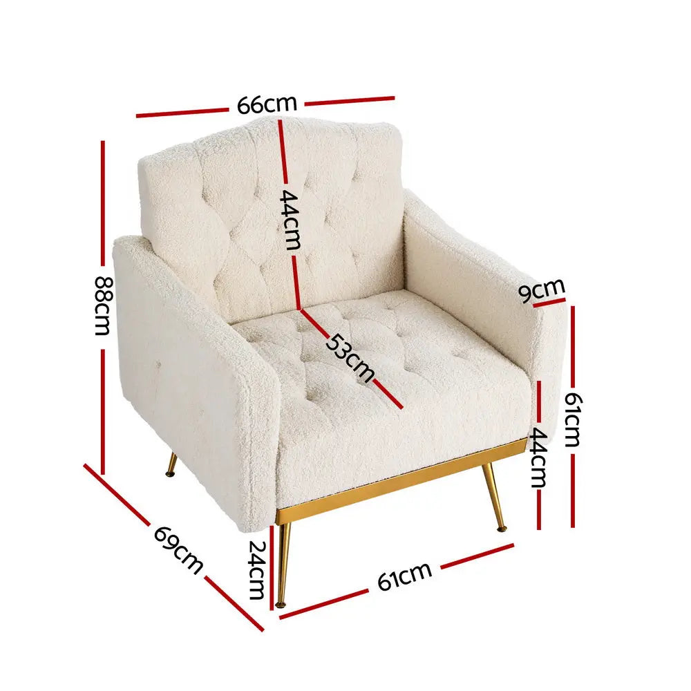 Artiss Armchair Boucle Beige Nicole - Chez Guru