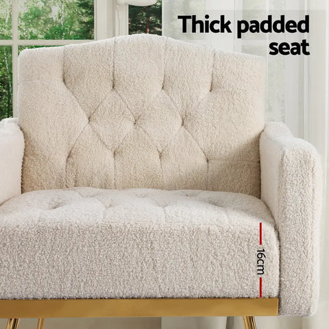 Artiss Armchair Boucle Beige Nicole - Chez Guru