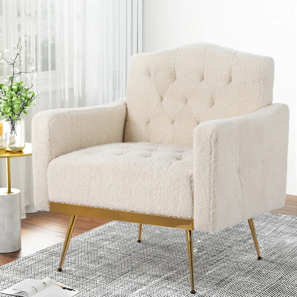 Artiss Armchair Boucle Beige Nicole - Chez Guru