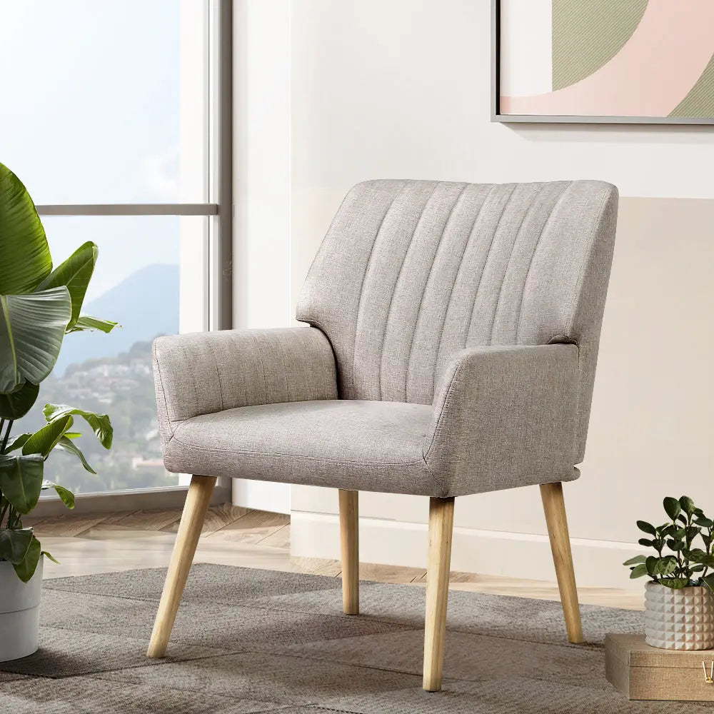 Artiss Armchair Fabric Beige Sebastini - Chez Guru