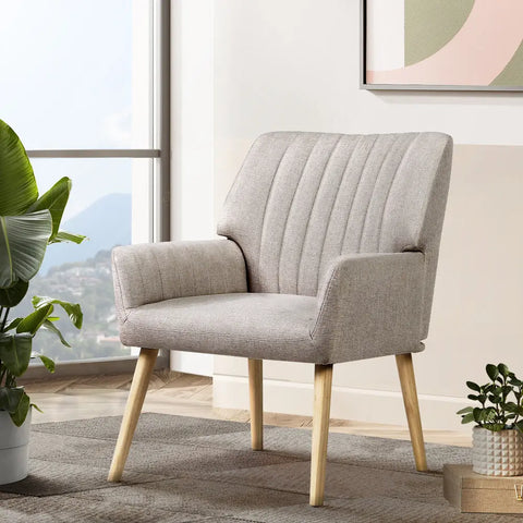 Artiss Armchair Fabric Beige Sebastini - Chez Guru
