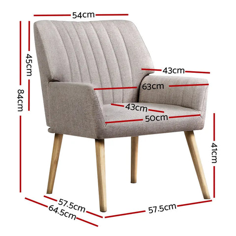 Artiss Armchair Fabric Beige Sebastini - Chez Guru