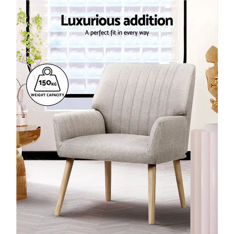 Artiss Armchair Fabric Beige Sebastini - Chez Guru