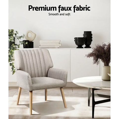 Artiss Armchair Fabric Beige Sebastini - Chez Guru