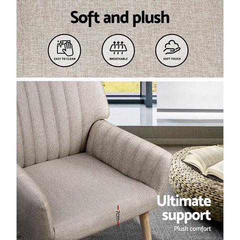 Artiss Armchair Fabric Beige Sebastini - Chez Guru