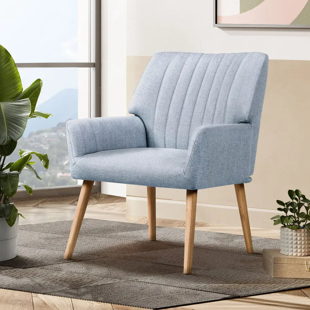 Artiss Armchair Fabric Blue Grey Sebastini - Chez Guru