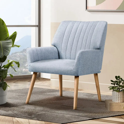 Artiss Armchair Fabric Blue Grey Sebastini - Chez Guru
