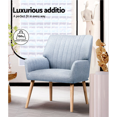 Artiss 2X Armchair Fabric Blue Grey