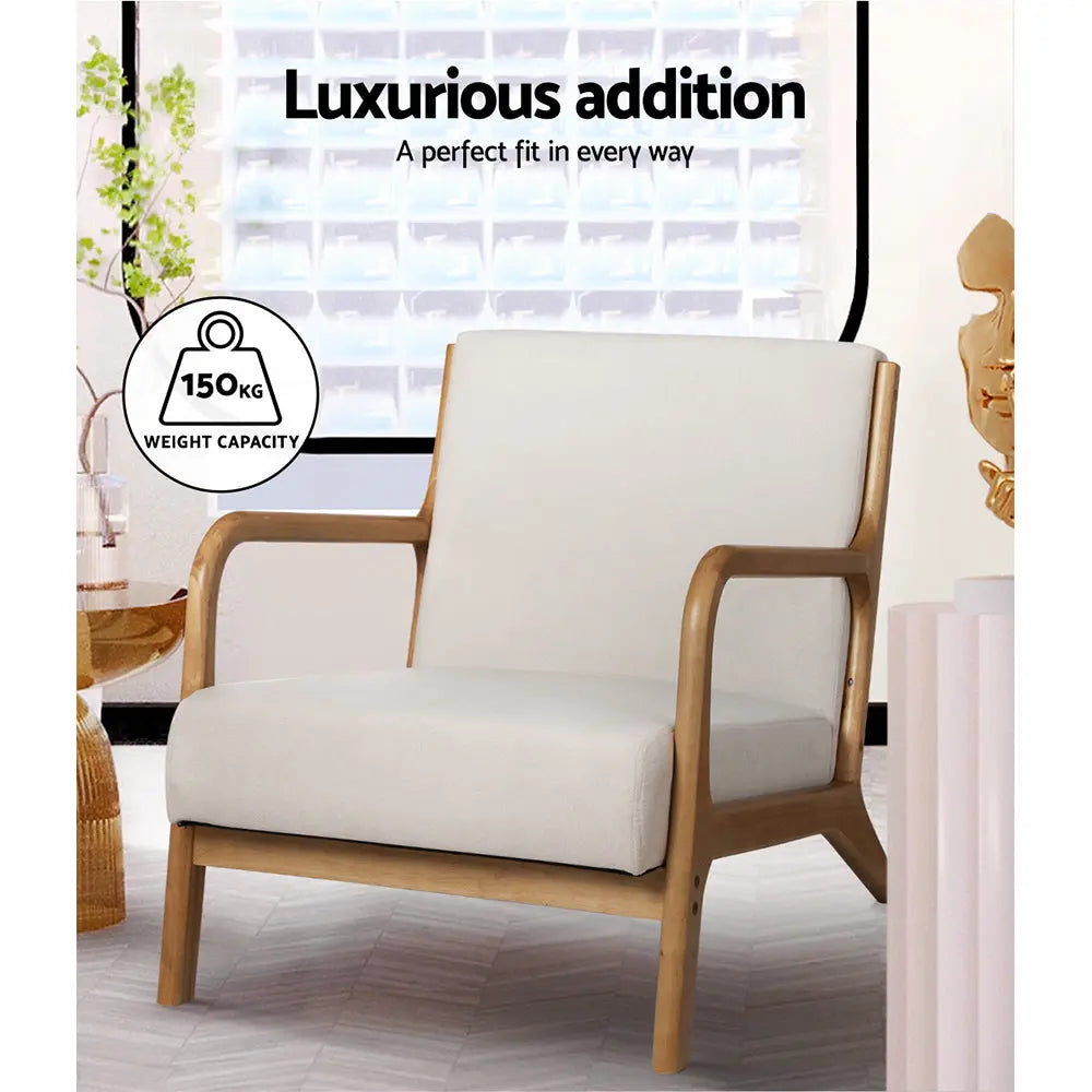 Artiss Armchair Fabric Beige Olive - Chez Guru