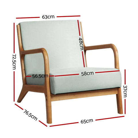 Artiss Armchair Fabric Grey Olive - Chez Guru