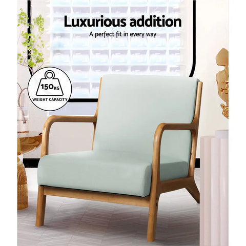 Artiss Armchair Fabric Grey Olive - Chez Guru