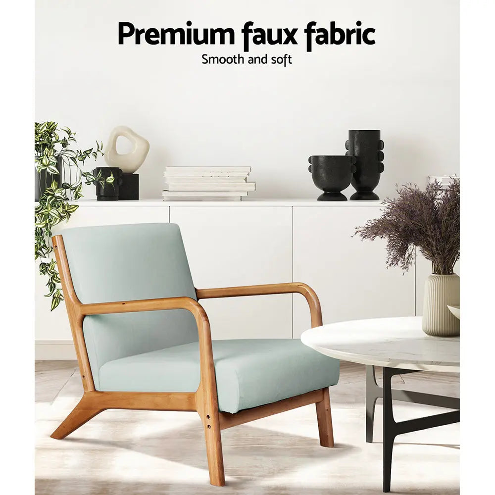 Artiss Armchair Fabric Grey Olive - Chez Guru