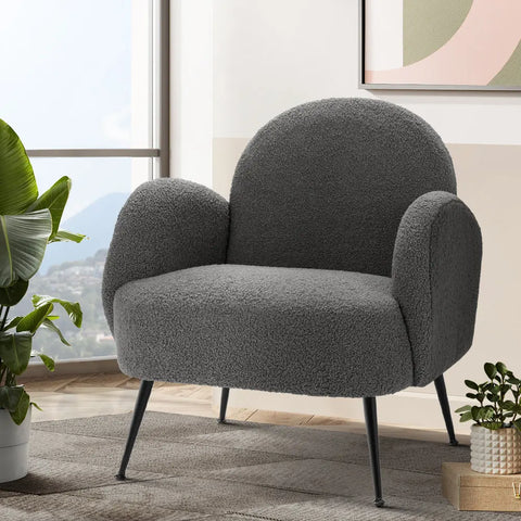 Artiss Armchair Boucle Charcoal Hanes - Chez Guru