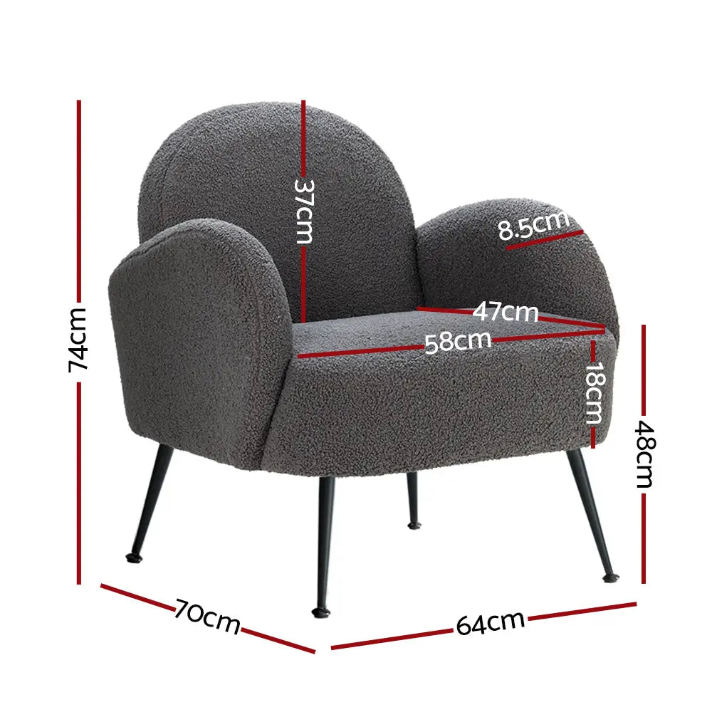 Artiss Armchair Boucle Charcoal Hanes - Chez Guru