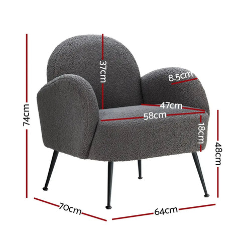 Artiss Armchair Boucle Charcoal Hanes - Chez Guru