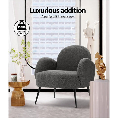 Artiss Armchair Boucle Charcoal Hanes - Chez Guru