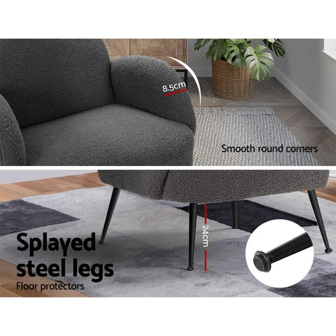 Artiss Armchair Boucle Charcoal Hanes - Chez Guru