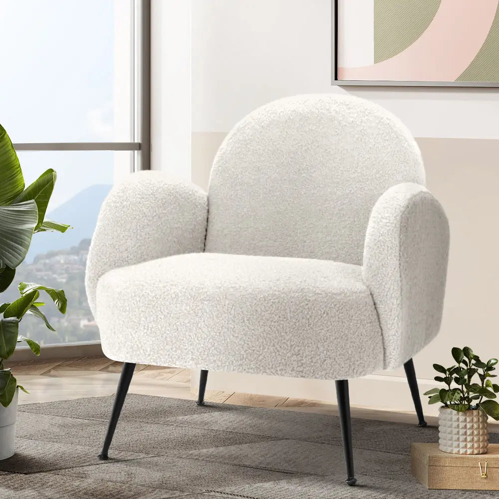 Artiss Armchair Boucle White Hanes - Chez Guru