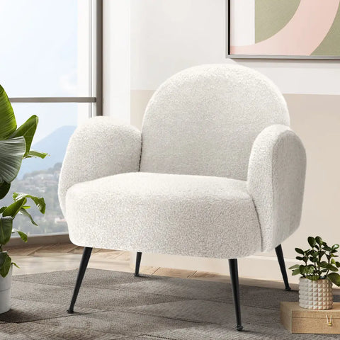 Artiss Armchair Boucle White Hanes - Chez Guru