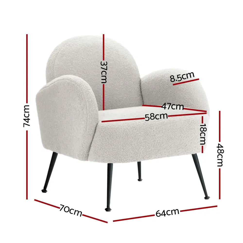 Artiss Armchair Boucle White Hanes - Chez Guru