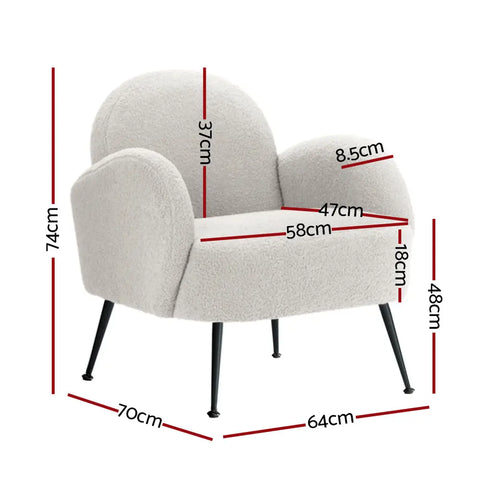 Artiss Armchair Boucle White Hanes - Chez Guru