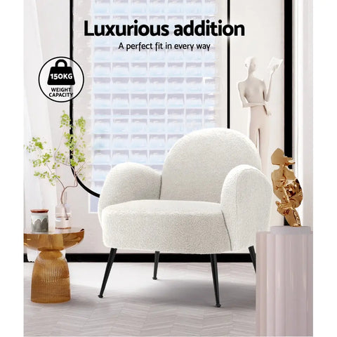 Artiss Armchair Boucle White Hanes - Chez Guru
