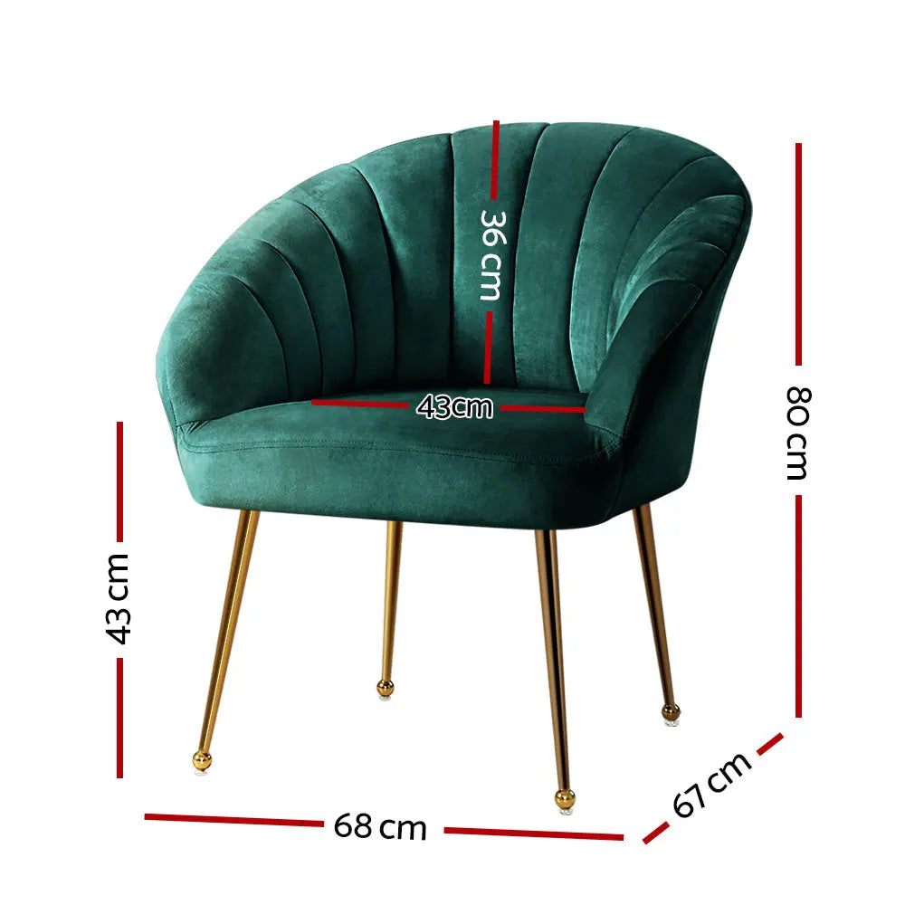 Artiss Armchair Velvet Green Eloise - Chez Guru