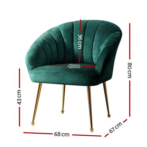 Artiss Armchair Velvet Green Eloise - Chez Guru