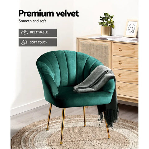 Artiss Armchair Velvet Green Eloise - Chez Guru