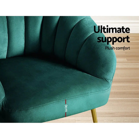 Artiss Armchair Velvet Green Eloise - Chez Guru